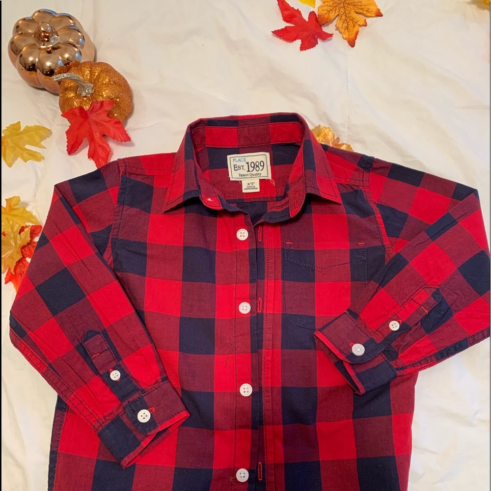 The Children’s Place Buffalo Plaid Button Down 3T